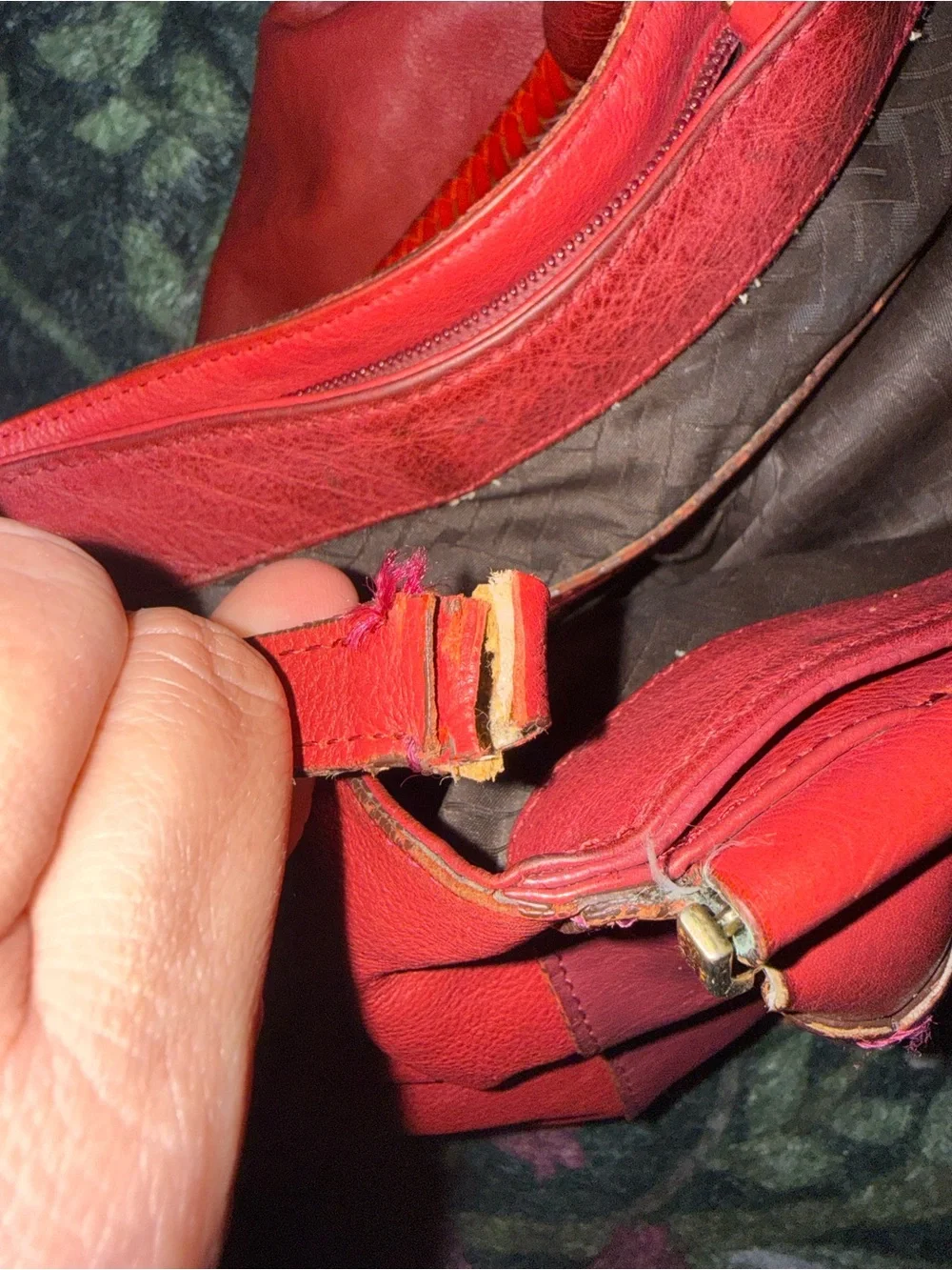Cole Haan Red Leather Braided-Handle Satchel